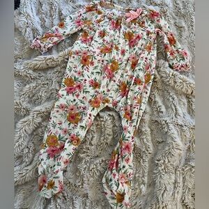 Mud Pie Pink and Yellow Floral Baby Romper 6-9m